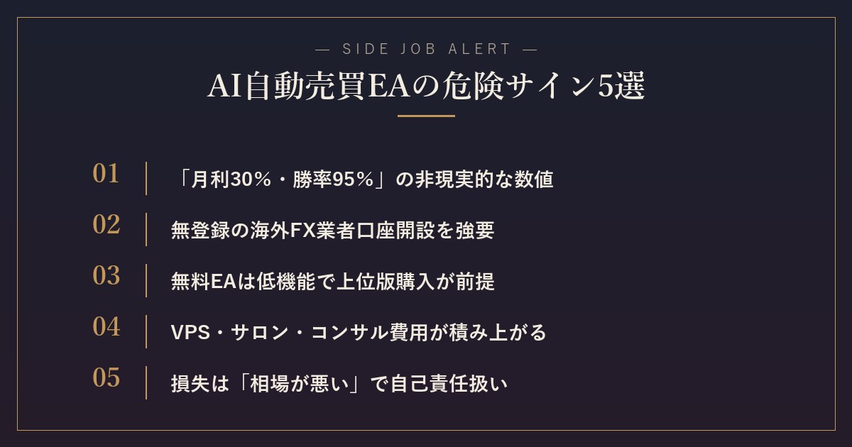 AI自動売買EA副業で気になる5つの危険サイン