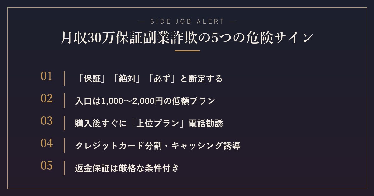 月収30万保証副業詐欺の5つの危険サイン